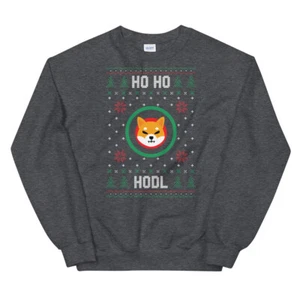 Shiba Inu Coin Ho Ho Hodl Ugly Christmas Style Holiday Party Unisex Sweatshirt - Picture 1 of 4