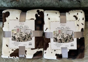Lots Of 2 Thick Throw Blanket 50*60 Warm And Cozy Cow Print Cowhide 3 Colors - Picture 1 of 2