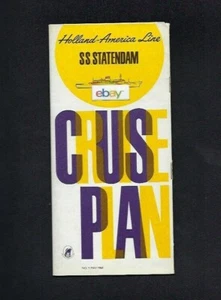 HOLLAND AMERICA LINE S.S.STATENDAM 5/1968 KREUZFAHRT & DECK PLÄNE BROSCHÜRE - Bild 1 von 4