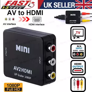 RCA AV to HDMI 1080P HD Converter Mini 3RCA CVBS Adapter Video Audio Composite - Picture 1 of 12
