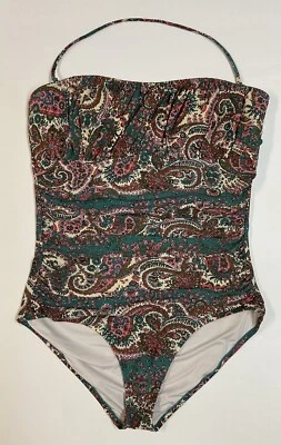 Traje de baño convertible J Crew talla 14 cachemir de una pieza halter sin tirantes acanalado Foto 1 de 4