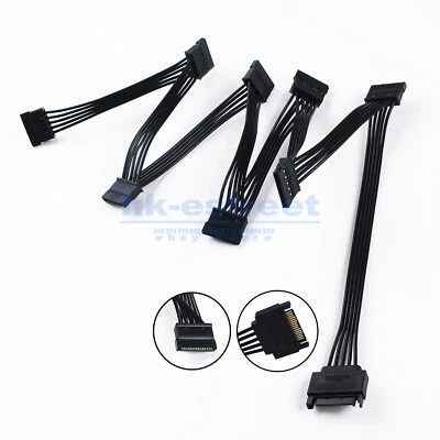 SATA Power 15 Pin 1 Male To 8 Female Splitter for HDD SSD Hard Drive Cable - Image 1 of 4