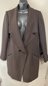 Oasis dark beige wool & cashmere overcoat size Large - Picture 1 of 12