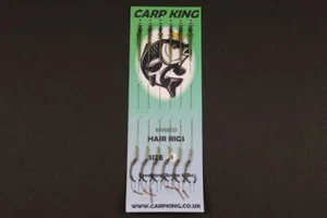 Hair Rigs X 6 PACK Barbed Size 4 6 8 10 Curved shank 15lb Camo Braid - Carp King - Picture 1 of 6