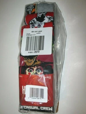 IT Freddy Krueger JASON Horror movie logo New Men's 6 PAIRS CREW SOCKS shoe 8-12 - Image 1 of 4