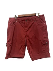 KUHL Women's Size 16 Stretch Cotton Blend Red Cargo Hiking Gropcore Shorts - Picture 1 of 9