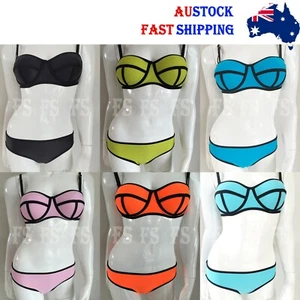 SEXY WOMEN BANDAGE PUSH UP NEOPRENE BIKINI SET TRIANGLE SWIMWEAR SWIMSUIT SW02 - Bild 1 von 11
