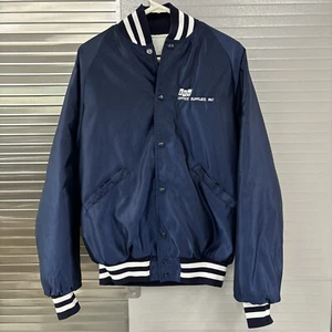 VTG 1980’s Jacket Navy Blue Bomber Jacket Sz. M USA Retro “EXCELLENT CONDITION” - Picture 1 of 24