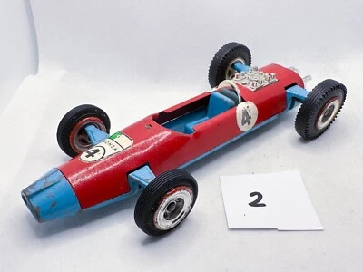 Coche de carreras de acero prensado Tri-Ang Mini Hi-way 1968 vintage # 4 Monza Italia juguete Foto 1 de 4