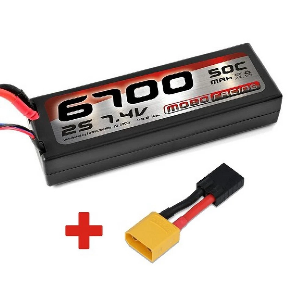 mobo-racing LiPo 2S 7,4V 6700mAh 50C TRX Power Racing Akku Traxxas-Adapter - Bild 1 von 1