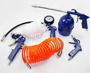 5 Piece Air Compressor Kit Spray Gun Air Line Accessories Tools Air Hose - Picture 1 of 2