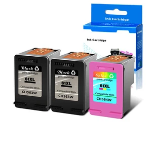Cartucho de tinta color negro 3PK 61XL para HP Deskjet 1512 2512 3512 1055 1512 2540 - Imagen 1 de 8