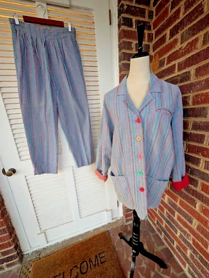 Vintage Carole Little St Tropez Cotton Coastal Lounge Set- Size 6/8 - Image 1 of 4