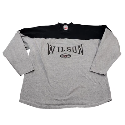 Camiseta De Colección Wilson Logo 2XL Hecha en Estados Unidos Tenis Deportes Manga Larga Gris Negra Foto 1 de 4