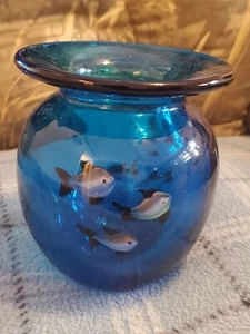 Heavy Murano Art Glass Fish Aquarium Vase - Picture 1 of 4