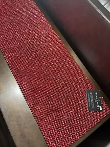 TAHARI Valentines Day RED Beaded TABLE RUNNER Christmas GORGEOUS! 13” X 36” - Picture 1 of 11