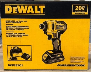 NEW! DEWALT 20-Volt Brushless 1/4" Impact Driver Kit (DCF787C1) - Picture 1 of 2