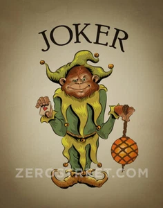 Joker Tiki Bar Art Print Man Cave Artwork Poker Card Ape Chimp Monkey Jester - Picture 1 of 1