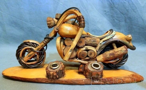 Vintage Motorcycle Bike Model Writing Instrument Wood Handmade Europe Desk Decor Cover