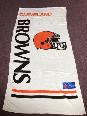 VINTAGE 80s Jay Franco CLEVELAND BROWNS NFL Football Beach Towel Licensed!! Cover