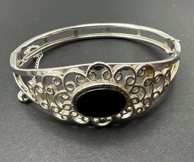 Pulsera con bisagras firmada por Sarah Coventry tono plata pergamino C31 Foto 1 de 4