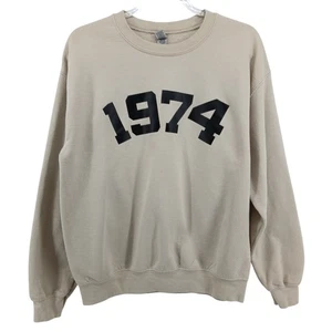 1974 cremefarbenes Sweatshirt mit Rundhalsausschnitt Größe M sportlich Academia Preppy Collegiate Varsity - Bild 1 von 7