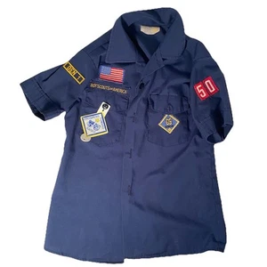 VintageBoy Scouts of America Uniform Shirt Blue Short Sleeve Cat. 847 Size 10 - Picture 1 of 7