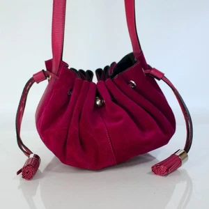 GIVENCHY Shoulder Bag Wine Red Suede Crossbody Drawstring Pouch Women From Japan - Picture 1 of 12