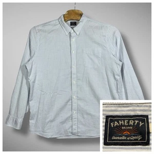 Faherty Shirt Mens XXL Blue White Striped Button Down Long Sleeve Stretch Oxford - Imagen 1 de 9