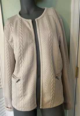 Blazer Roz & Ali bronzeado frente aberta manga longa carreira profissional GG - Imagem 1 de 4