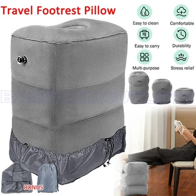 1X Travel Air Pillow Inflatable Foot Rest Cushion Office Home Leg Footrest Relax - image 1 of 4