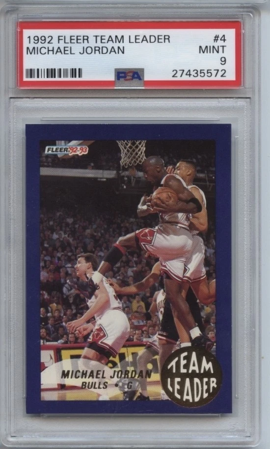 1992 Fleer Team Leader No4 Майкл Джордан PSA 9 как новые Bulls Tarheels UNC Air Rare - Изображение 1 из 1