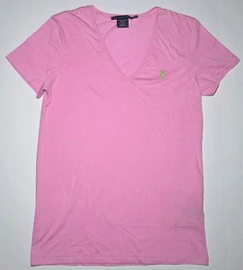 Ralph Lauren Sport Womens Pink Short Sleeve V Neck Blouse Size Medium - Picture 1 of 10