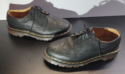 Dr Martens Women's 4 Black Leather Wingtip Oxford Made in England Lace Up Shoes - Image 1 of 4