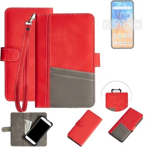 Portafoglio per Oukitel WP210 custodia protettiva rossa e grigia Borsa a libro - Foto 1 di 7