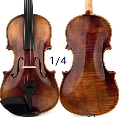 T21+ Master Antique/Old Strad Style Violin 1/4 Perfect European Wood Sweet Tone - Image 1 of 4