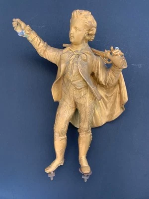 Ancien sujet de pendule chasseur horloge en régule doré 19ème - Photo 1/4