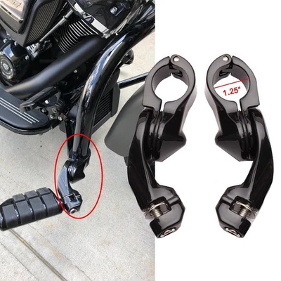 Abrazaderas de barra de choque de carretera cortas de 1,25" soportes de clavija para Harley Road Glide Ultra Foto 1 de 4