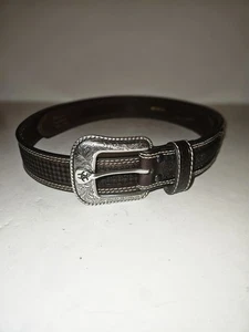 Ariat Mens Double Stitched Basketweave Billet Leather Belt Sz 46 EUC - Picture 1 of 4