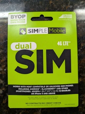 Simple Mobile BYOP SIM Card for Unlocked GSM Android & iPhone 5+ - Image 1 of 2