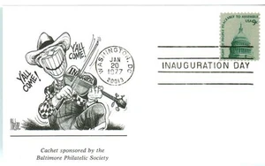 Baltimore Philatelic Society Inauguration Day 1977Jimmy Carder Fiddle CARD - Picture 1 of 1