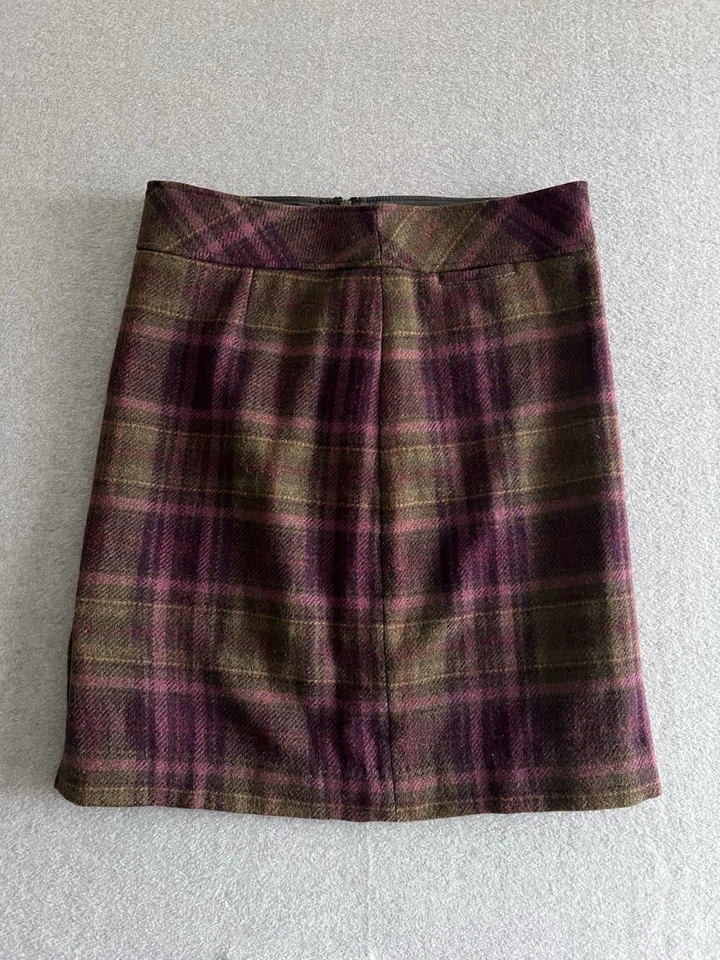 Falda a Cuadros LL Bean Lana Para Mujer’s 10 Púrpura Verde Abertura Lateral Cremallera Y2K Retro De Colección Foto 1 de 4
