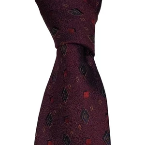 Robert Talbott Silk Necktie Mens Burgundy Diamond Geometric Designer Tie EUC - Picture 1 of 3
