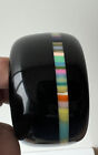 Carlos Sobral Black Multicolor Bangle Bracelet Signed Postmodern Art Deco Chunky
