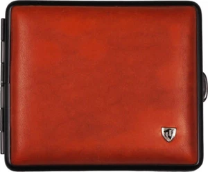 Zigarettenetui Soft-Leder braun, Rahmen schwarz, 18er m.Gummib. Made in Germany - Picture 1 of 1