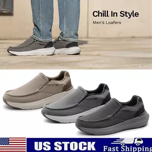 Men's Loafers Slip-on Casual Walking Shoes Comfortable Stylish Canva Sneakers - Picture 1 of 23