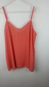 Torrid Womens Camisole Tank Top 2XL Orang Black Polka Dots Adjustable Loose A18 - Picture 1 of 5