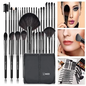 Juego de 32 brochas de maquillaje profesional base mezcla cepillo cosmético, negro - Imagen 1 de 9