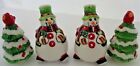 Fritz And Floyd Holly Hat Snowman Salt And Pepper Shakers Two Sets One Box