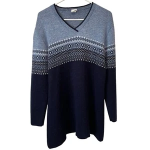 Take Nine Maternity Fair Isle Blue & Navy V-Neck Sweater Acrylic Blend S - Picture 1 of 8